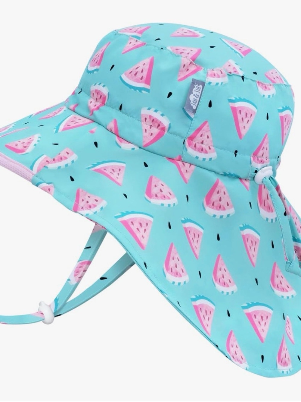 Sun-Protective Kids Swim Hat - Aqua Watermelon Print